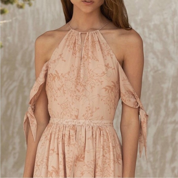 The Jetset Diaries TJD Sierra Floral Maxi Dress Halter Off Shoulder Front Slit S - Picture 3 of 16